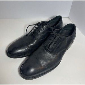 Cole Haan Size 9M Mens Black Leather Cap Toe Oxford Dress Shoes